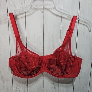Paramour Women's Red Lace Underwire Bra Size 38C Adjustable Straps Style 115088.